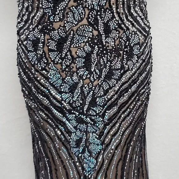 fame and partners cutout mermaid dress Kamilla Navy Maxi Mermaid Dress with Cut-Outs by Arti Gogna